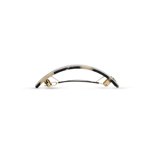 Sacrae Barrette Classique large white tokyo — worn in a low bun, side profile