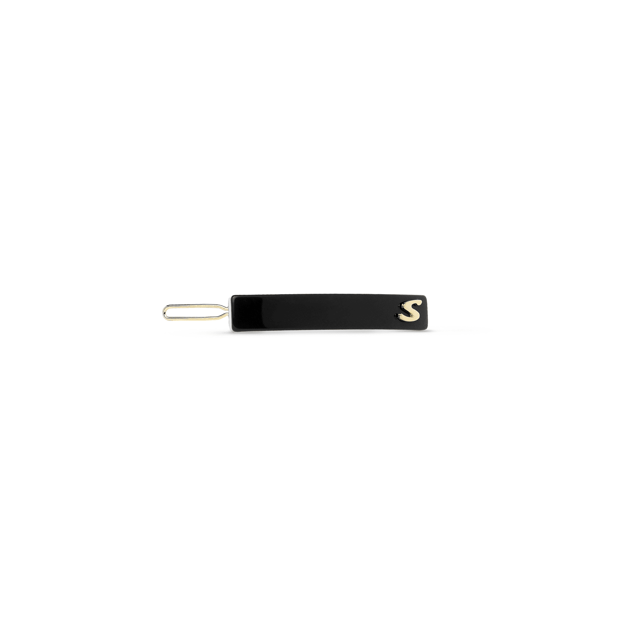 Sacrae Barrette Classique small in black and cream — polished acetate on a clean surface