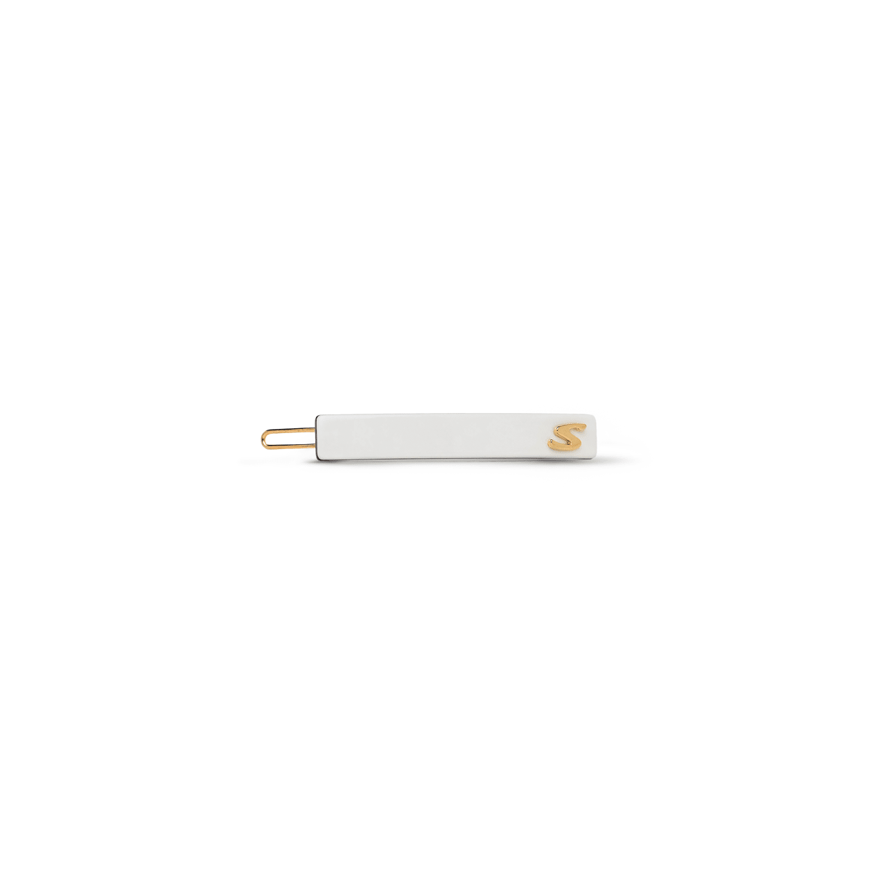 Sacrae Barrette Classique small in cream and black — polished acetate on a clean surface