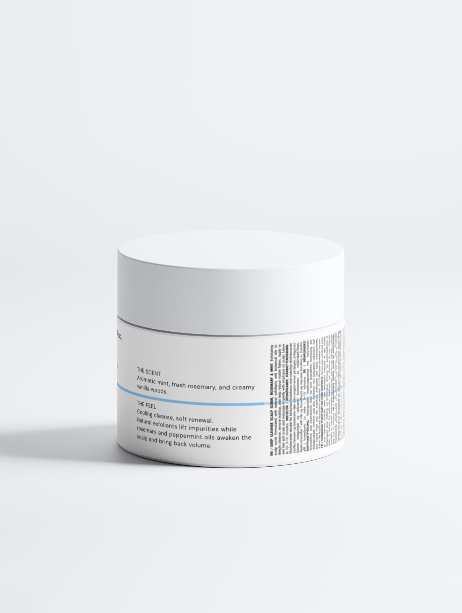 Sacrae Deep Cleanse Scalp Scrub Rosemary & Mint — detail of jar and formula