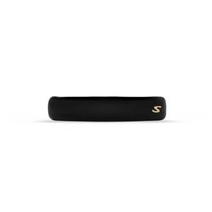 Sacrae Jonc Majesté Barrette in glossy black — wide-bar acetate barrette on neutral ground