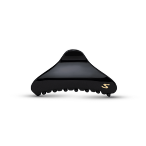 Sacrae Large French Yoga Hair Clip in glossy black — oversized claw clip on clean surface
