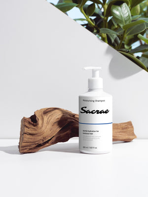 Sacrae Moisturising Shampoo — overhead product shot