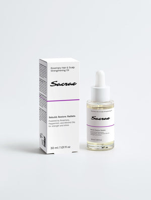 Sacrae Rosemary Hair & Scalp Oil — product shot on clean surface