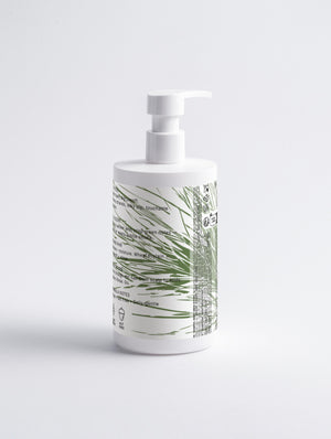 Sacrae Gloss Shampoo Smoky Green Vetiver — back of bottle showing green vetiver print and ingredients