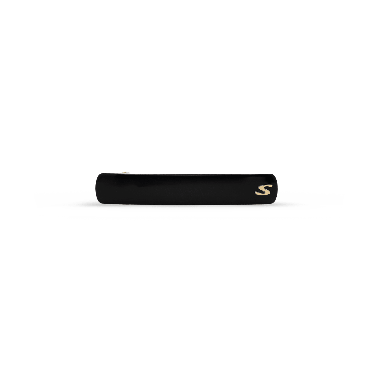 Sacrae Barrette Classique medium in black and cream — polished acetate on a clean surface