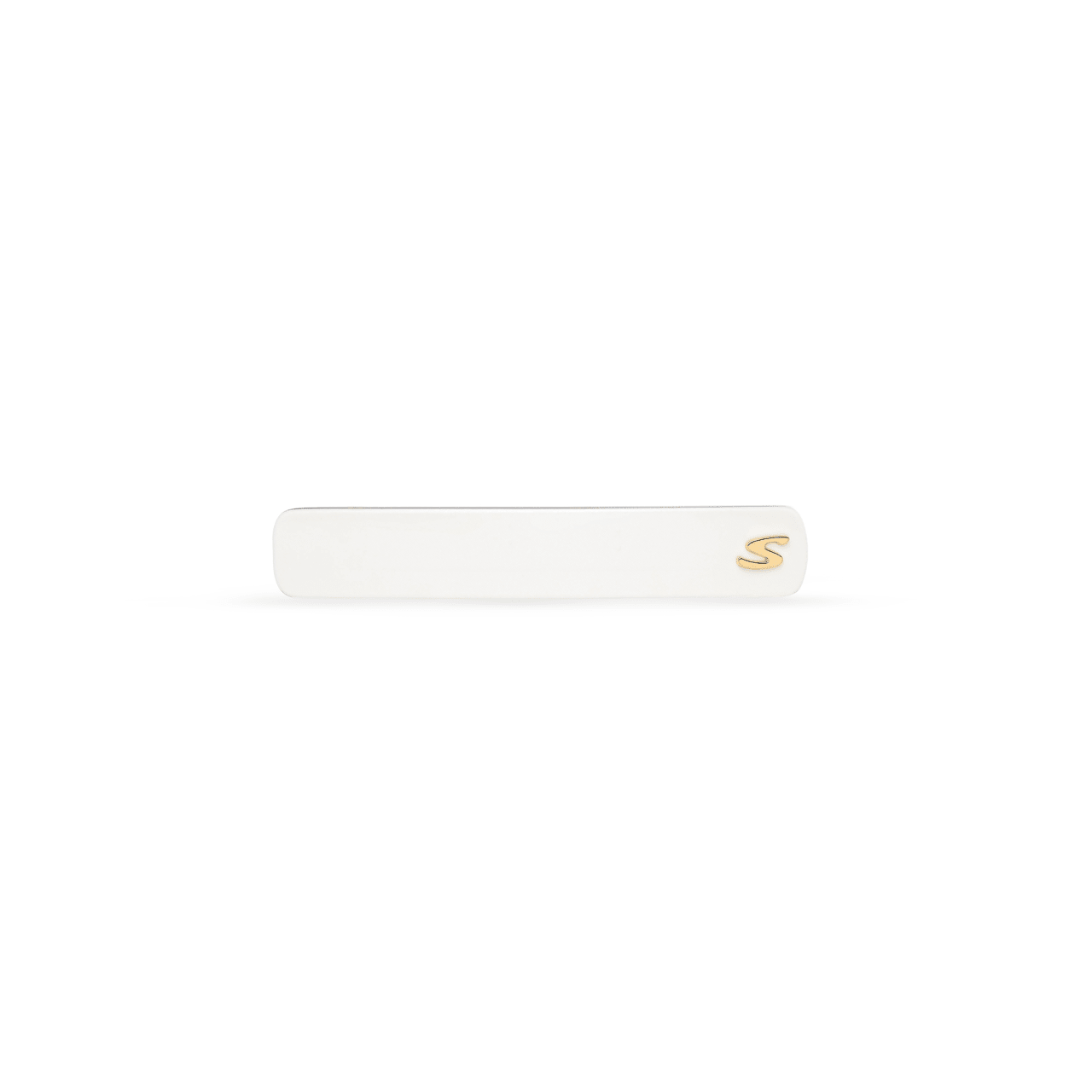Sacrae Barrette Classique medium in cream and black — polished acetate on a clean surface