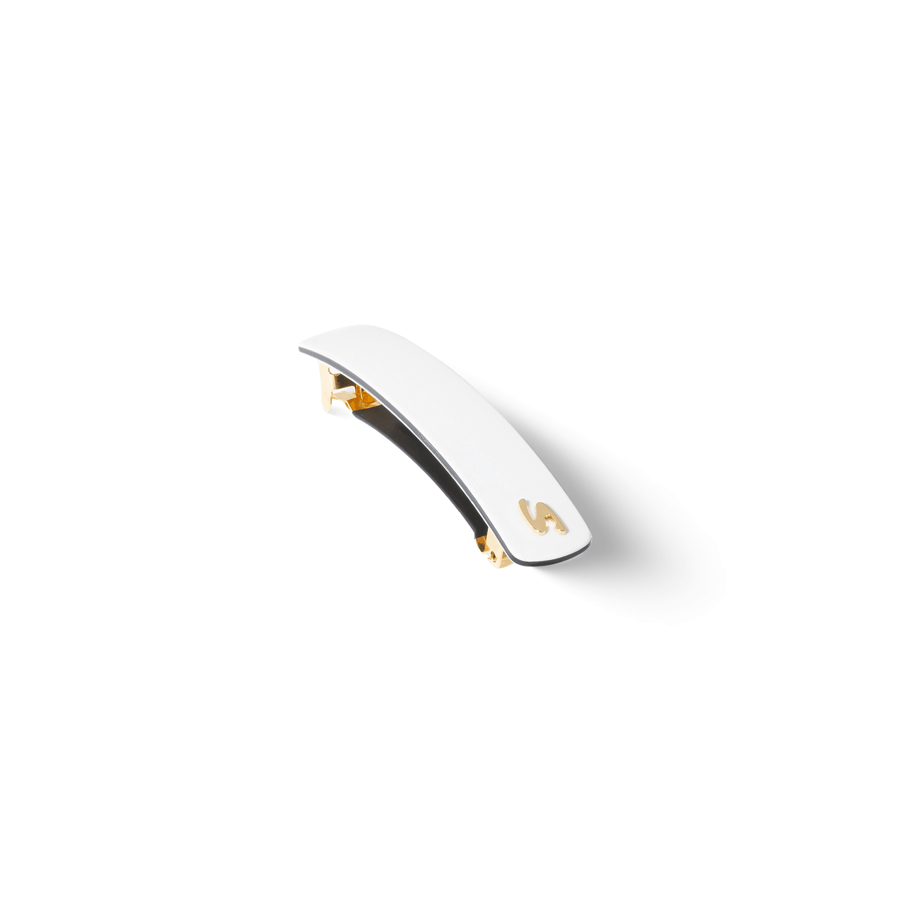 Sacrae Barrette Classique medium cream and black — detail of the clip interior and French finish