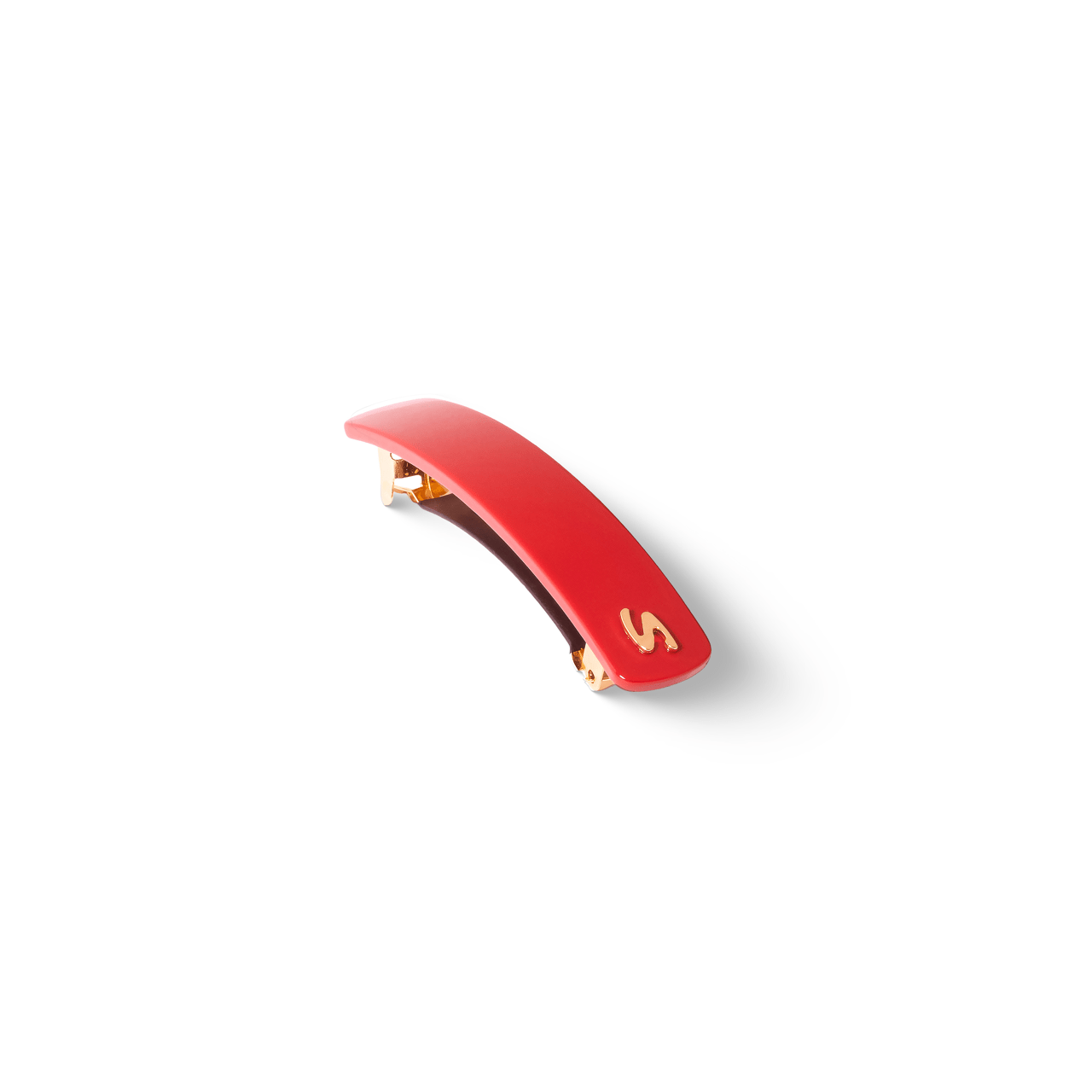 Sacrae Barrette M midnight rouge — worn mid-length hair, natural styling