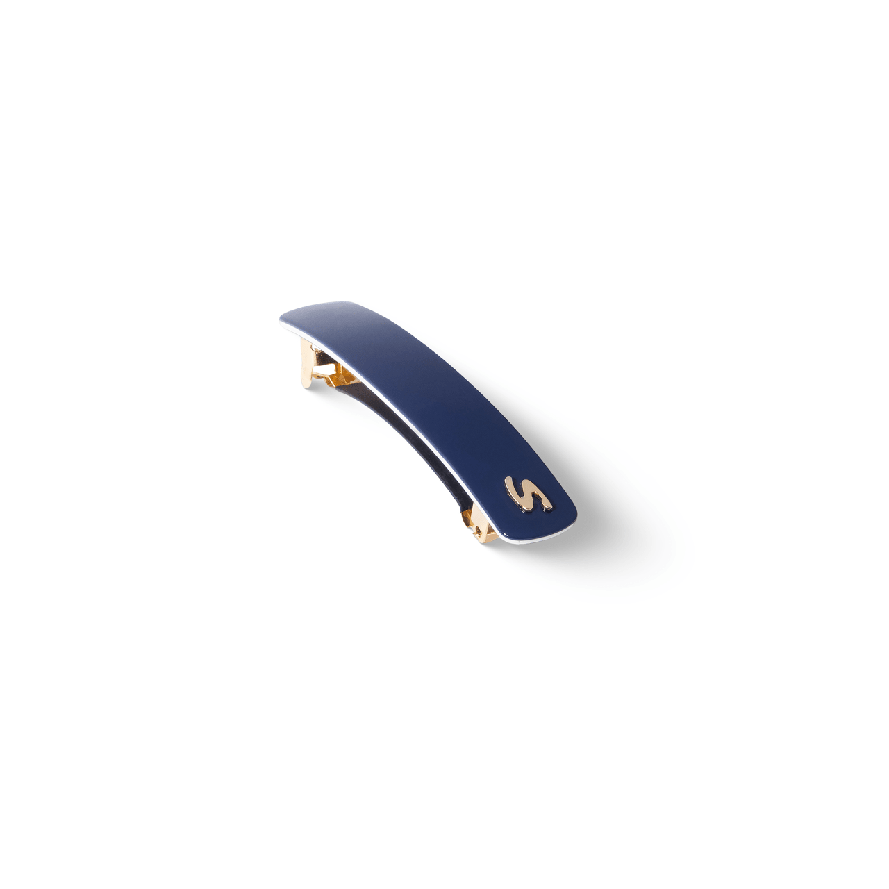 Barrette Classique M Reputation Night — worn at the nape, natural styling