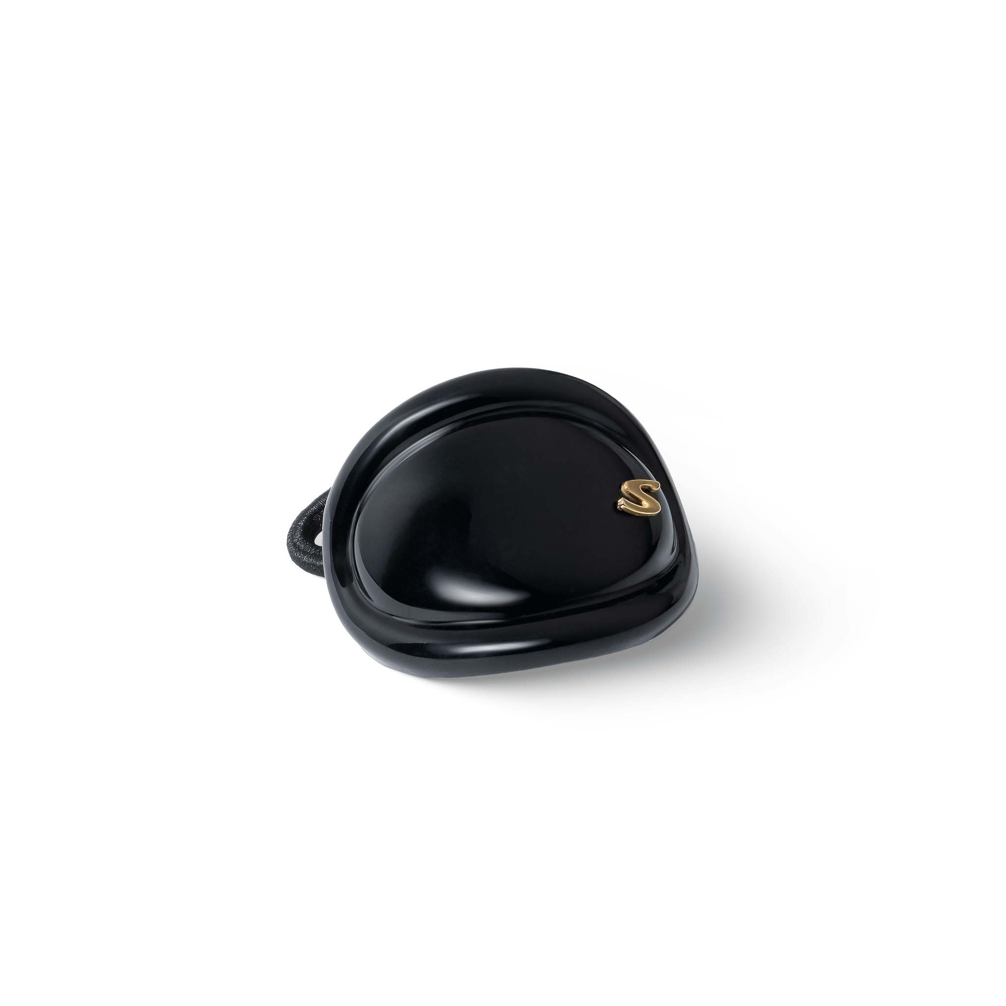 Sacrae Charmé de Cheveux glossy black — worn pinned into an updo, detail view