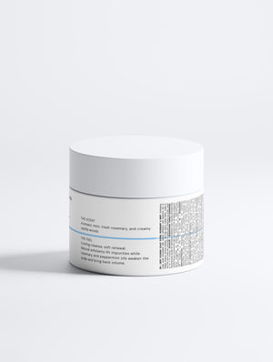 Sacrae Deep Cleanse Scalp Scrub Rosemary & Mint — detail of jar and formula