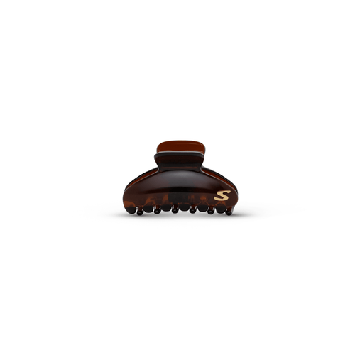 Sacrae Eva Small Claw Clip in tortoise — fine acetate clip on light background