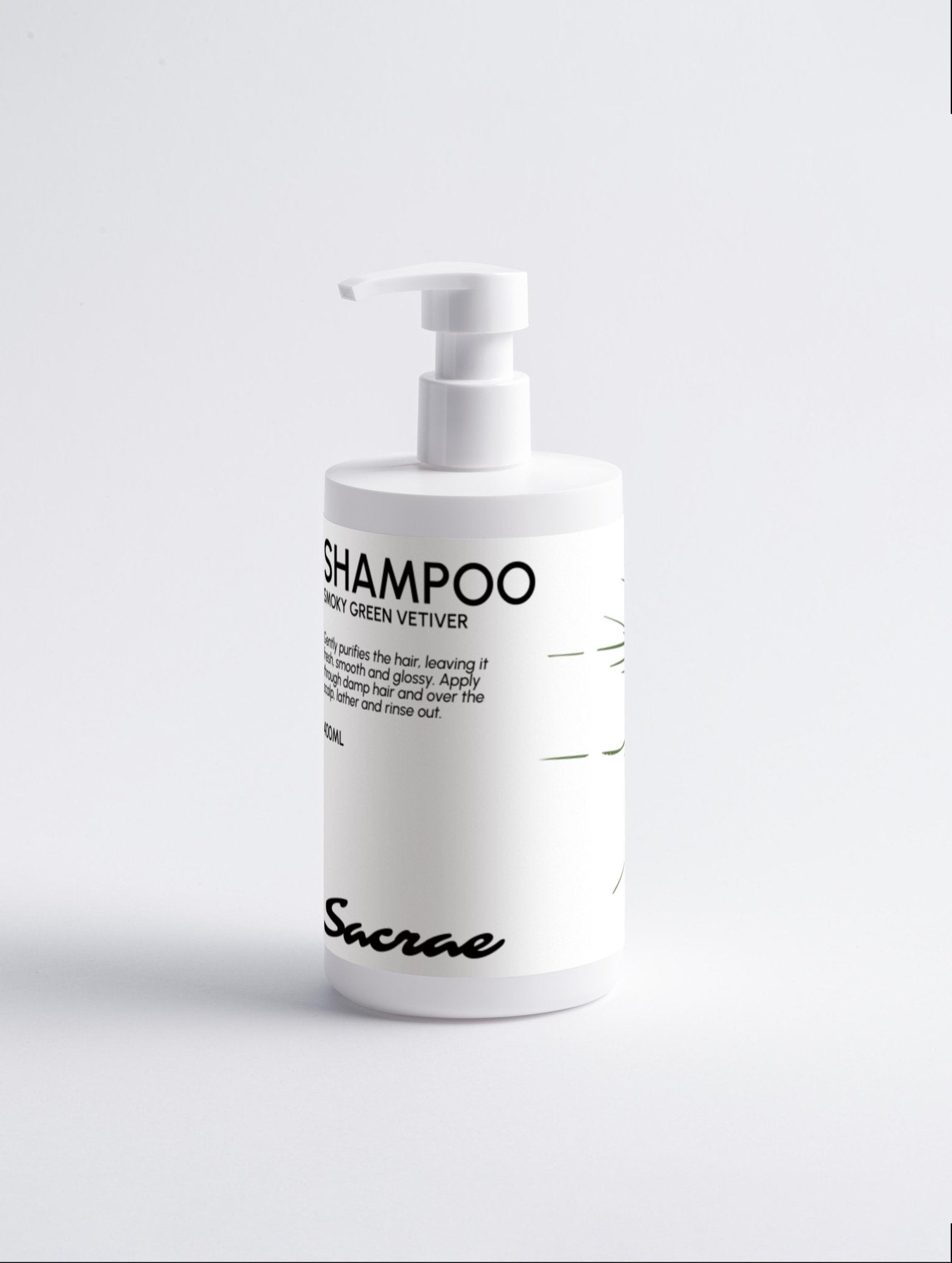 Sacrae Gloss Shampoo Smoky Green Vetiver — product shot on clean surface