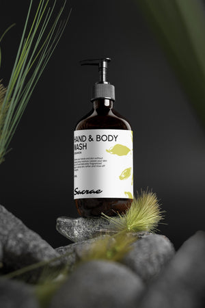Sacrae Hand & Body Wash Ginger & Smoky Cardamom — styled product editorial