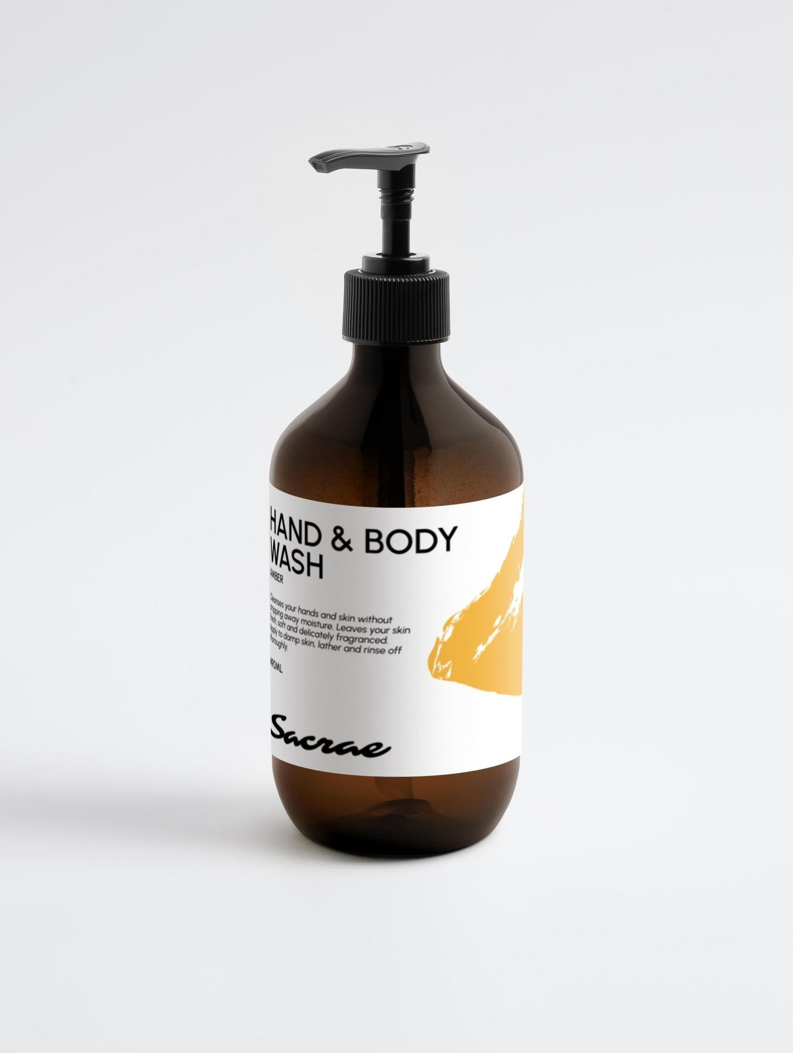 Sacrae Hand & Body Wash Patchouli & Amber Vanilla — product shot on clean surface