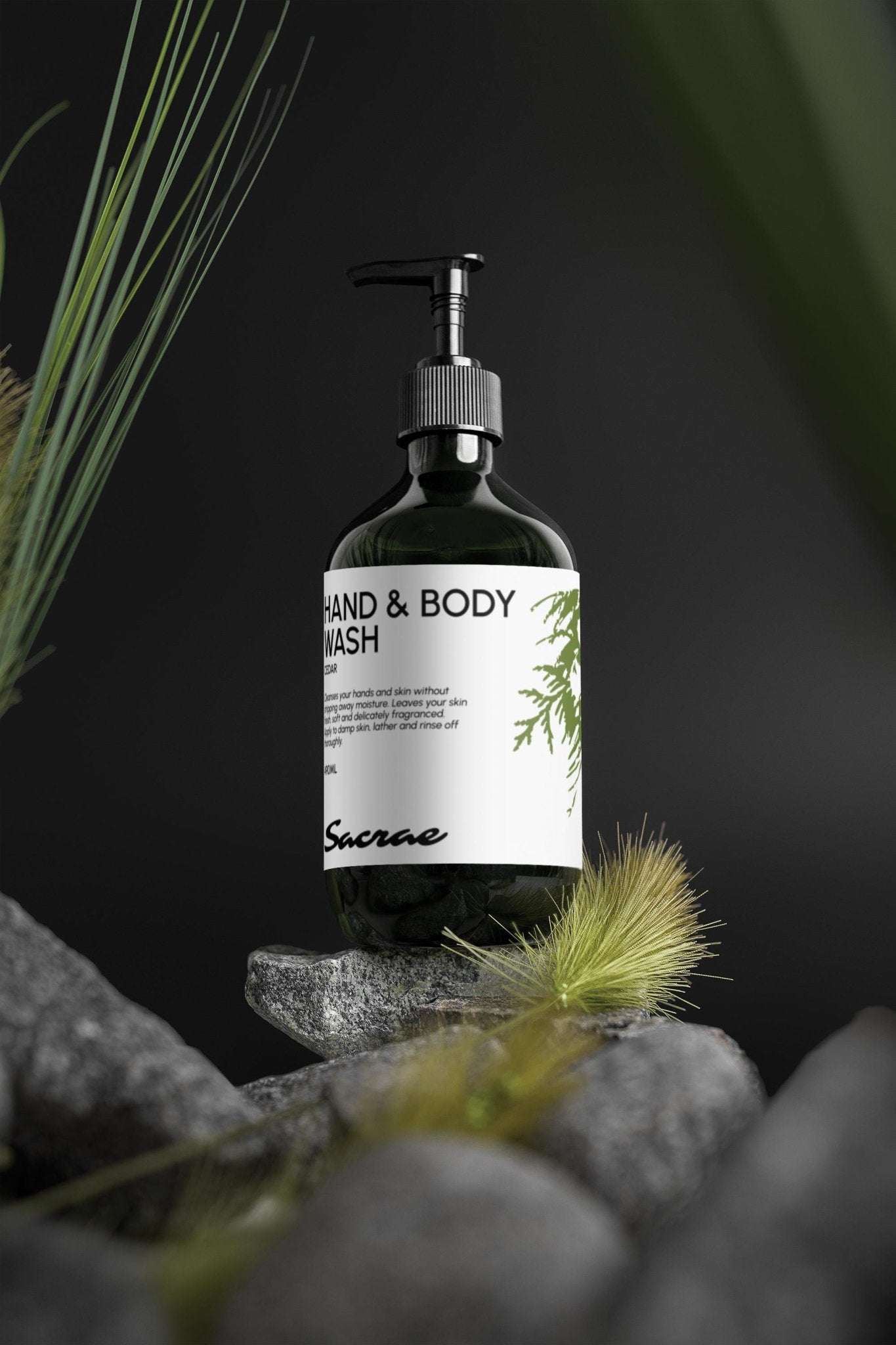Sacrae Hand & Body Wash Peppermint & Dark Cedar — lifestyle shot