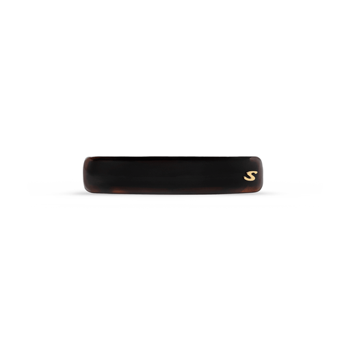 Sacrae Jonc Majesté Barrette in tortoise — wide-bar acetate barrette on neutral ground