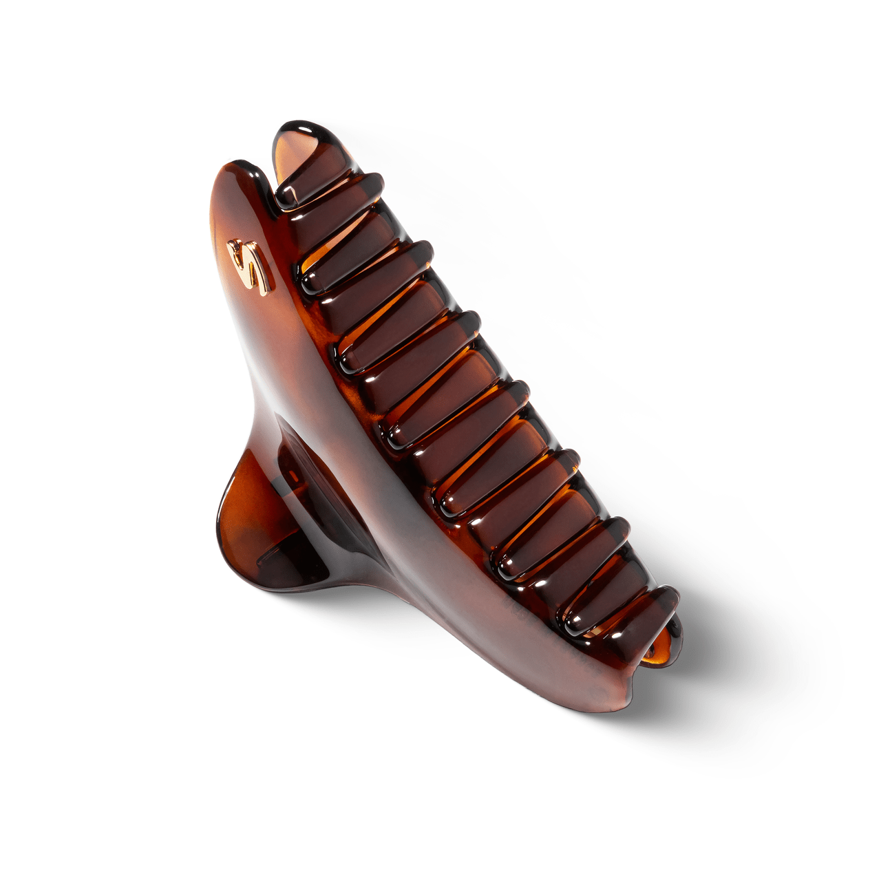 Sacrae French Yoga clip tortoise — worn holding thick hair in a high clip