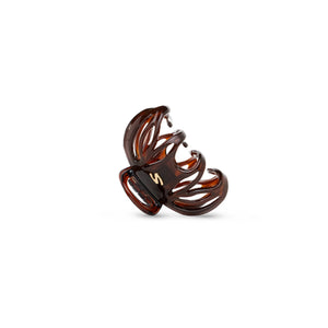 Lena Small Claw Clip tortoise — detail of the inner grip teeth and S mark