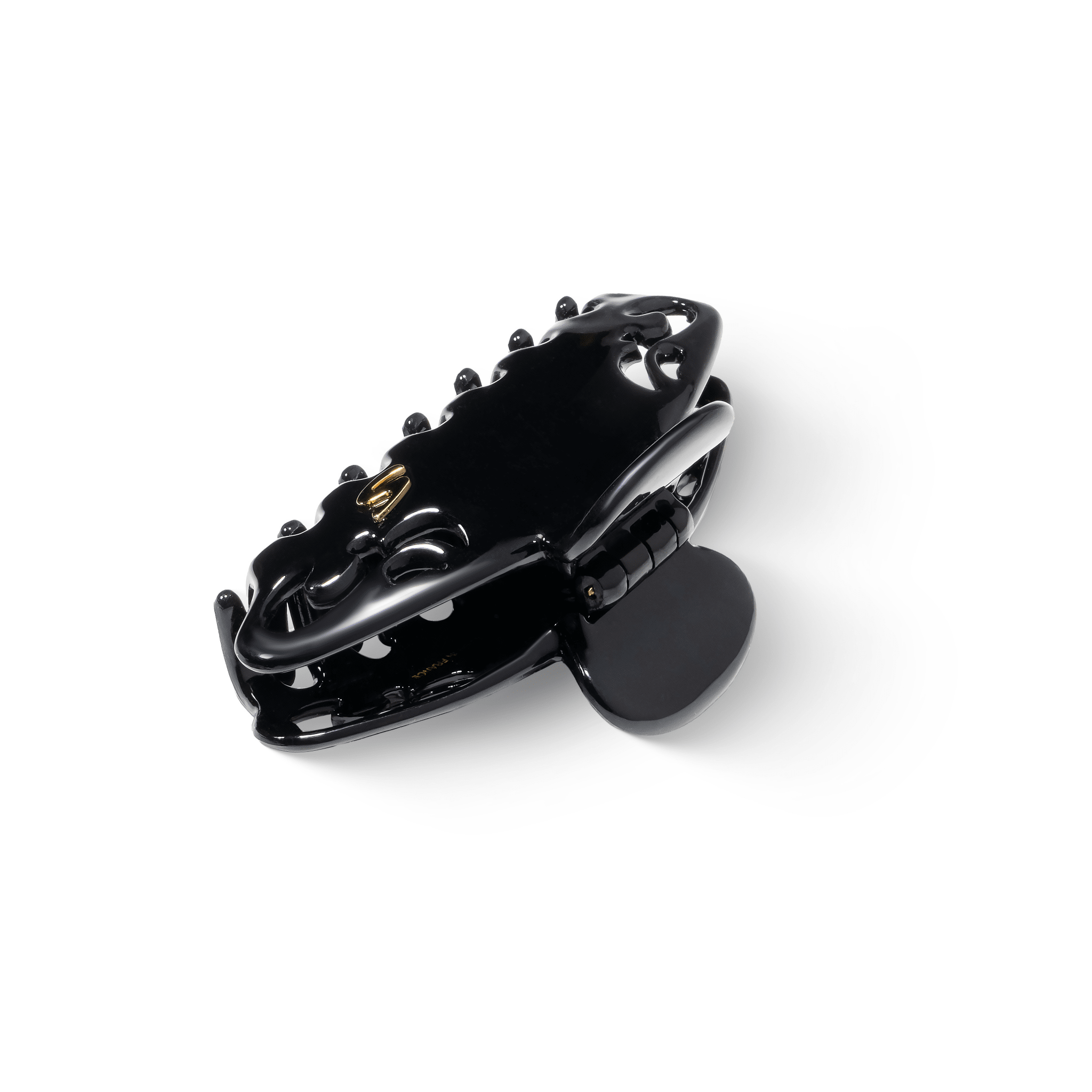 Melissa Large Claw Clip glossy black — overhead product shot