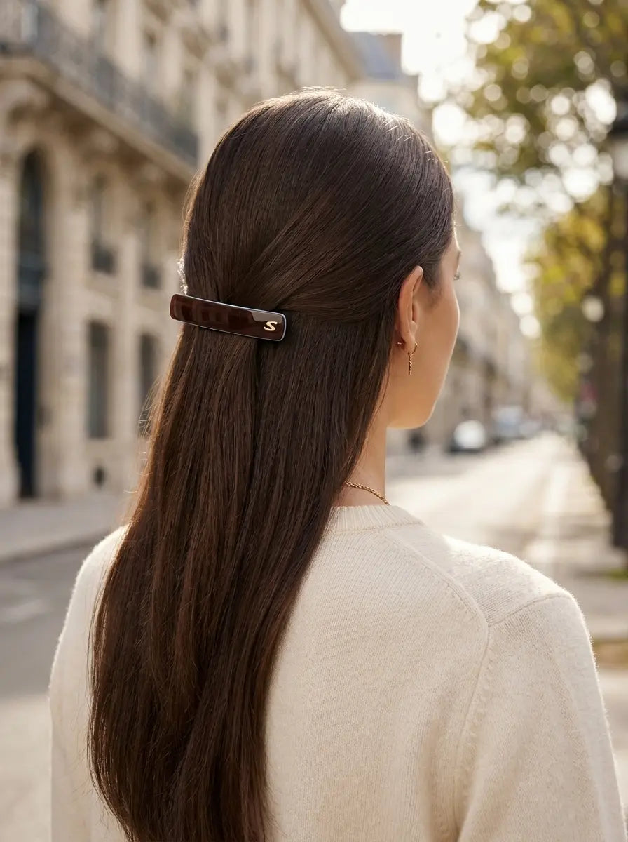 Sacrae Barrette M Twilight Mirage Capsule Edition, half-up hairstyle, street, back view