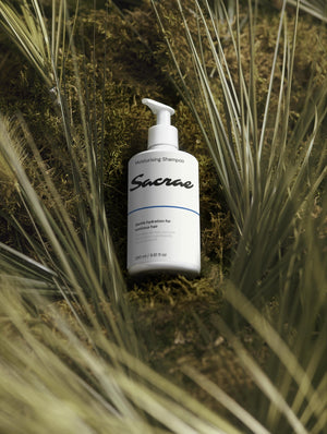 Sacrae Moisturising Shampoo — styled product editorial
