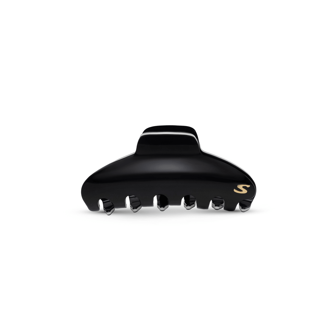 Sacrae Pince Iconique large in black and cream — acetate claw clip against neutral background