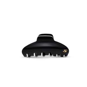 Sacrae Pince Iconique large in black and cream — acetate claw clip against neutral background