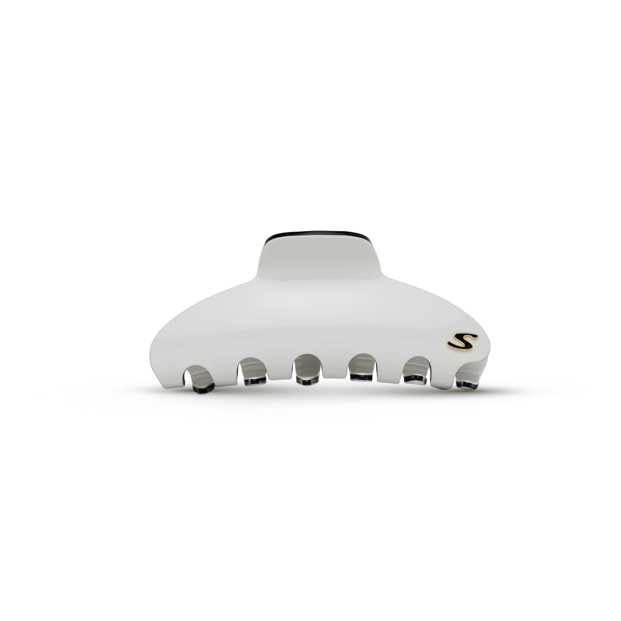 Sacrae Pince Iconique large in cream and black — acetate claw clip against neutral background