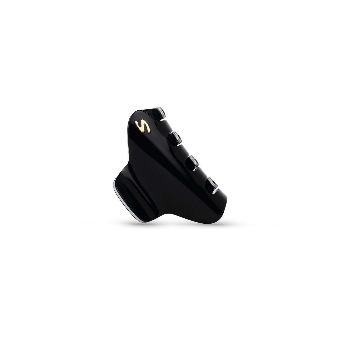 Pince Iconique medium black and cream — top view showing Grip Link System™ teeth detail