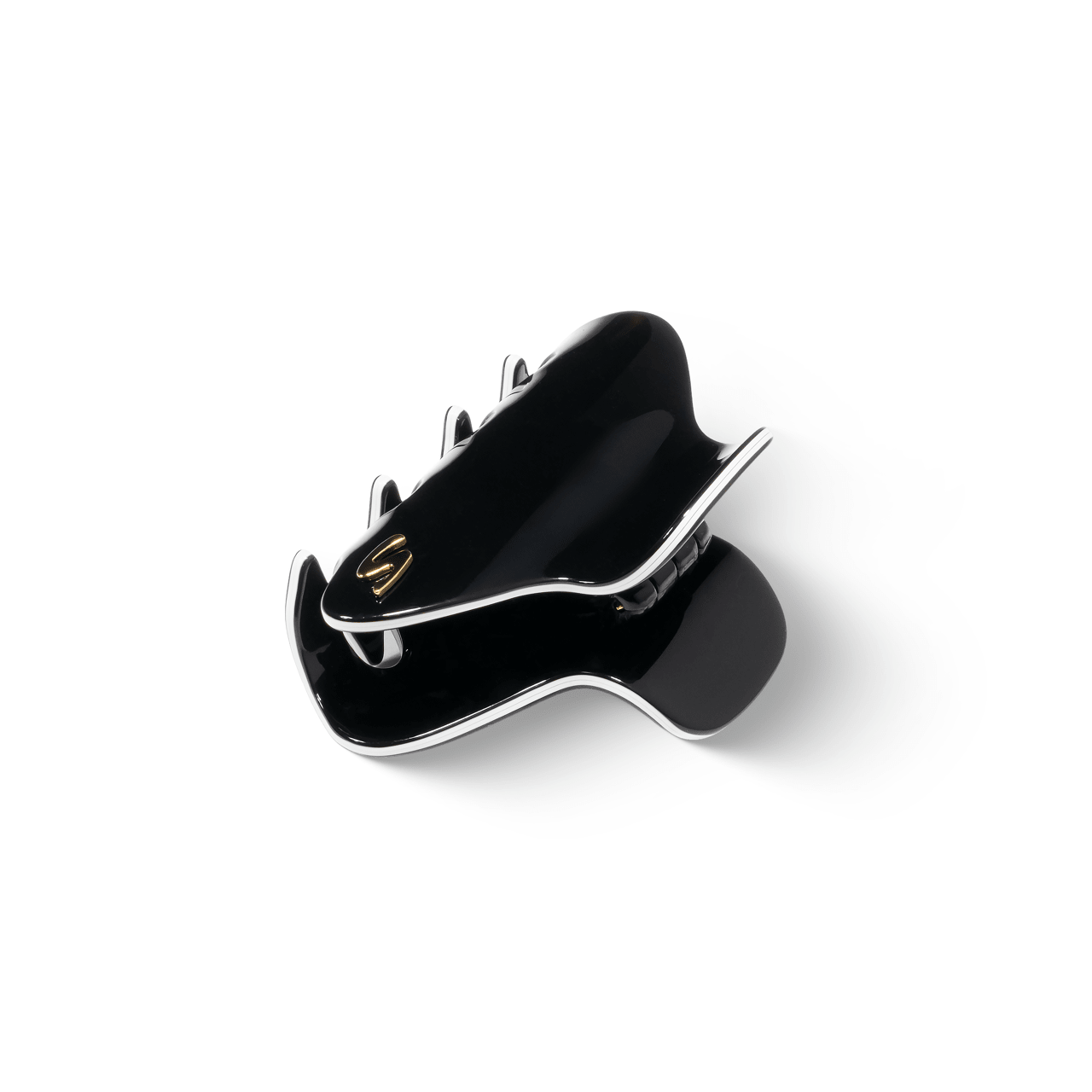 Sacrae Pince Iconique medium black and cream — side profile showing depth and curve