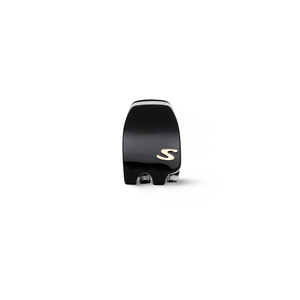 Sacrae Pince Iconique small in black and cream — acetate claw clip against neutral background