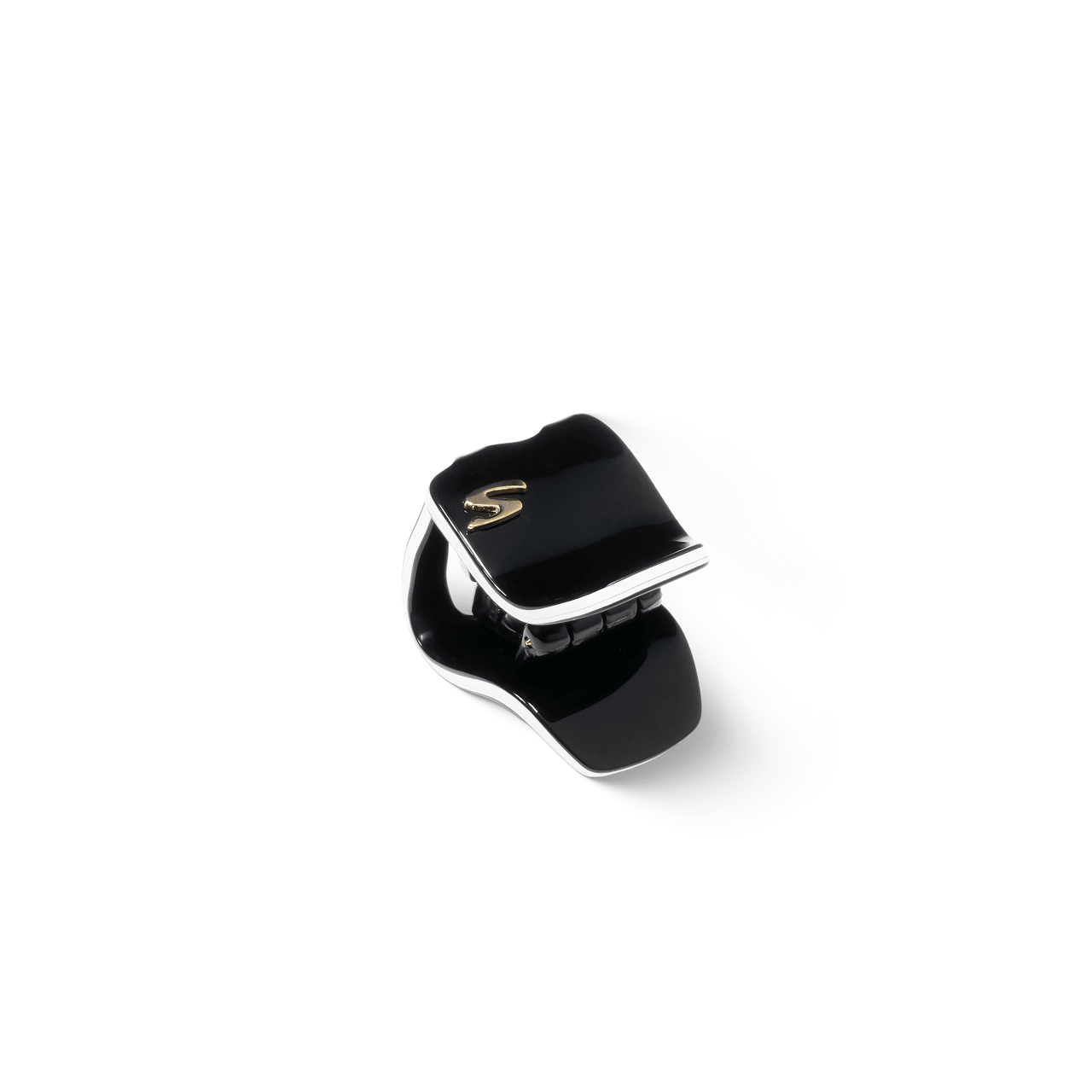 Sacrae Pince Iconique small black and cream — side profile showing depth and curve