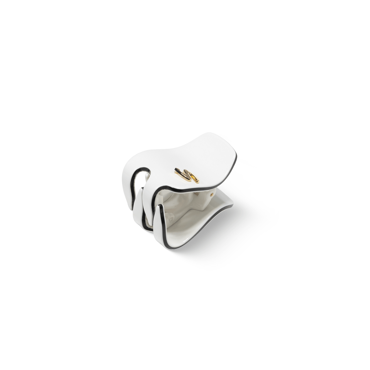 Sacrae Pince Iconique small cream and black — side profile showing depth and curve