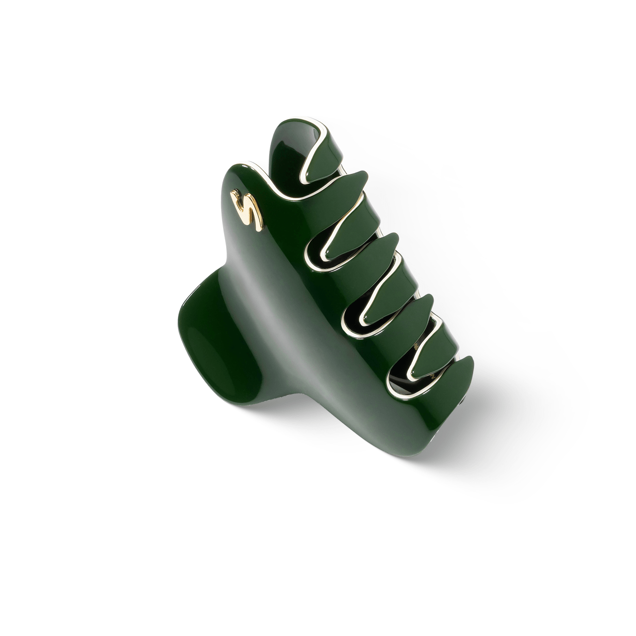 Pince M Éclat Vert — flatlay with matching Barrette M