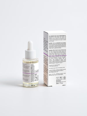 Sacrae Rosemary Hair & Scalp Oil — detail of dropper and bottle