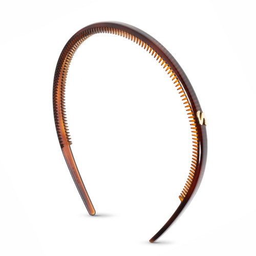 Sacrae Signature Headband in tortoise — wide acetate headband on neutral background